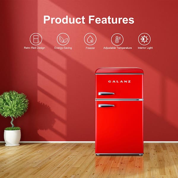 Galanz 20 in. 3.1 cu. ft. Retro Top Freezer Refrigerator, Hot Rod