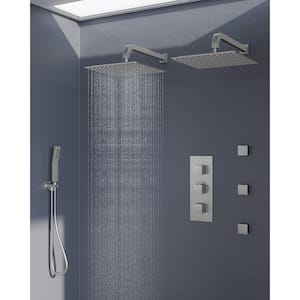 ZenithRain Shower System 8-Spray 12 and 12 in. Dual Wall Mount Fixed and Handheld Shower Head 2.5 GPM in Brushed Nickel