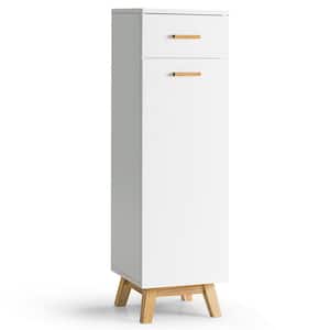 12 in. W x 12 in. D x 40 in. H Bathroom Floor Cabinet with Adjustable Shelve and Sliding Drawer Waterproof Cabinet White