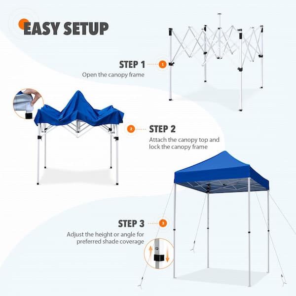 EAGLE PEAK 5 ft. x 5 ft. Blue Pop Up Canopy with 1 Removable Sunwall  E25SW1-BLU-AZ - The Home Depot