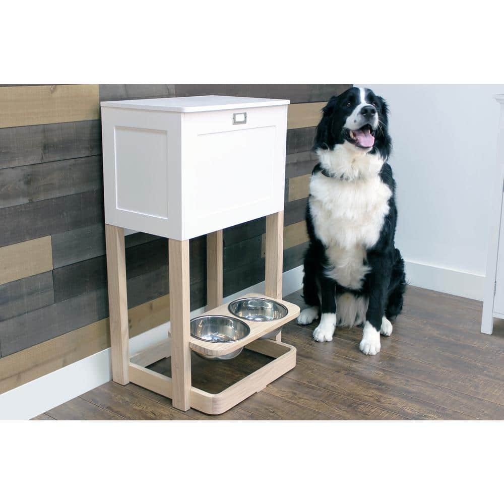 White Pine and MDF Elevated Pet Feeding Station