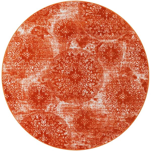 Sofia Grand Orange 7 ft. x 7 ft. Area Rug