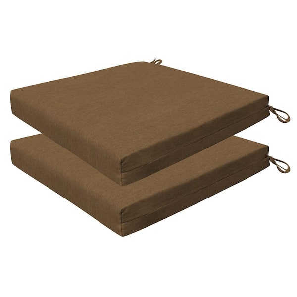 Honeycomb Outdoor 20 in. Square Dining Seat Cushion Sunbrella Canvas Teak (Set of 2)