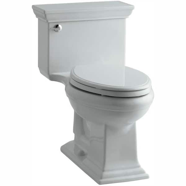 KOHLER Memoris Stately 1-Piece 1.28 GPF Single Flush Elongated Toilet with AquaPiston Flush Technology in Ice Grey