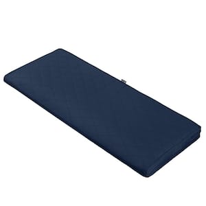 Montlake FadeSafe 48 in. W x 18 in. D x 3 in. Thick Navy Rectangular Outdoor Quilted Bench Cushion