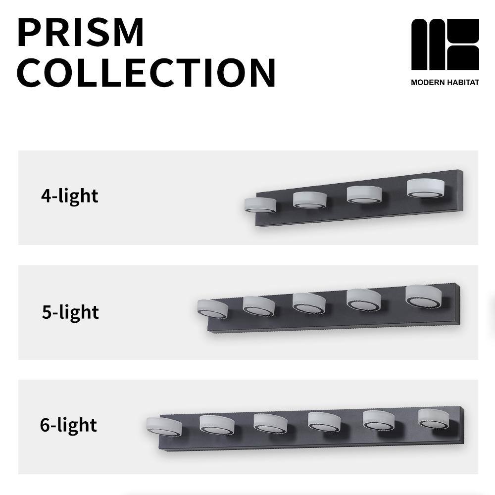 Black Metal 4-Light Dimmable LED Vanity Fixture