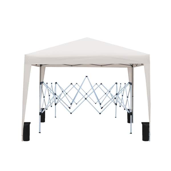 ITOPFOX Outdoor 10 ft. W x 10 ft. L Pop Up Gazebo Canopy Tent with 4-pcs Weight sand bag, with Carry Bag-Beige