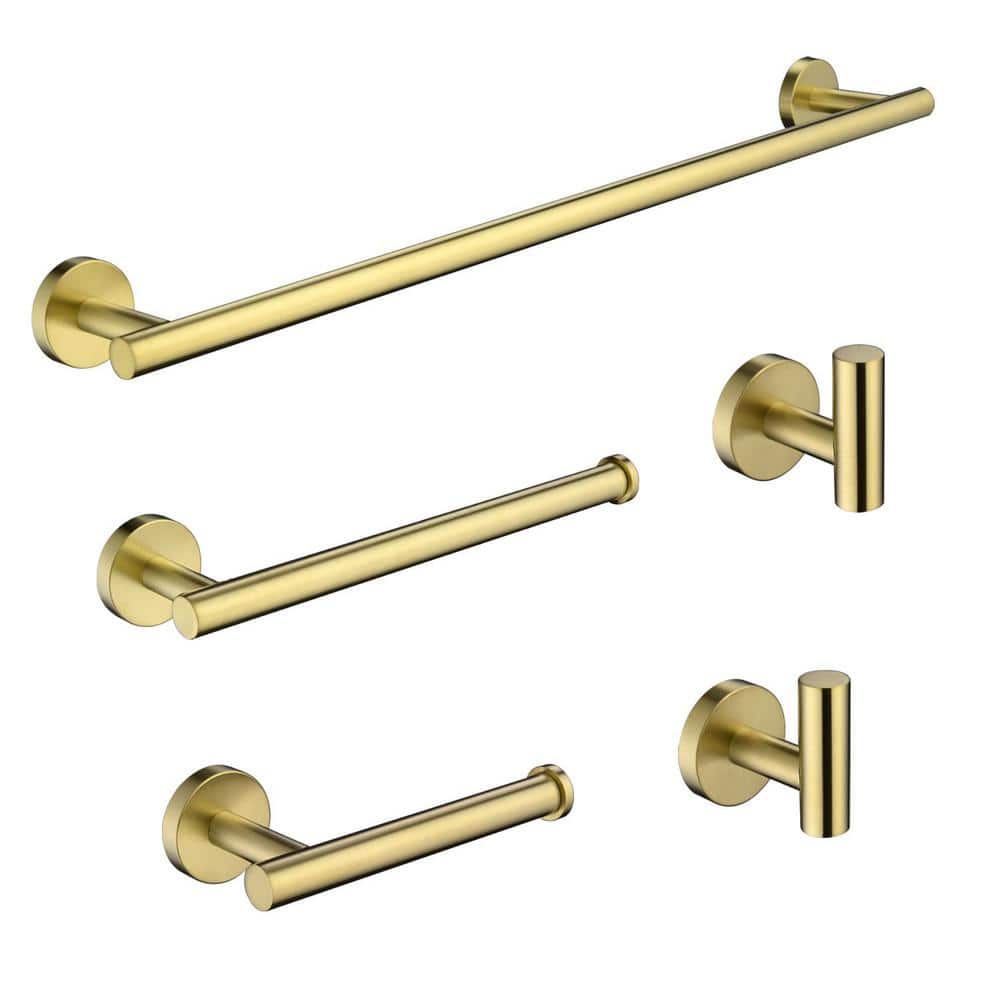 5-Piece Bath Hardware Set with 23 in. Towel Bar Toilet Paper Holder, Hand T