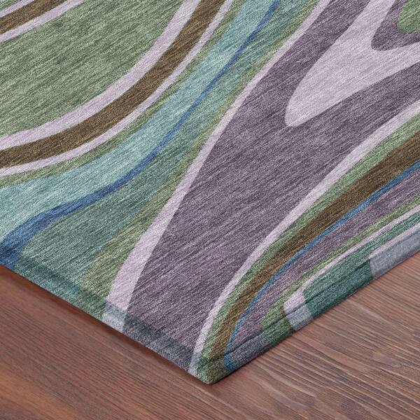 Chantille Machine Washable Indoor/Outdoor Abstract ACN2494 Purple 9 ft. x 12 ft. Area Rug
