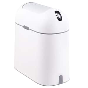 Motion Sensor 2.5 Gal. Waterproof Waste Basket with Butterfly lid in. White with Grey Button