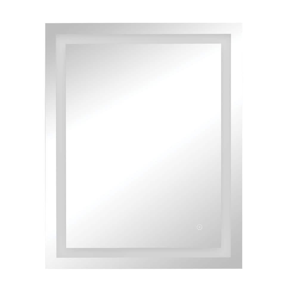 24 in. W x 30 in. H Frameless Rectangular LED Light Bathroom Vanity Mirror 
