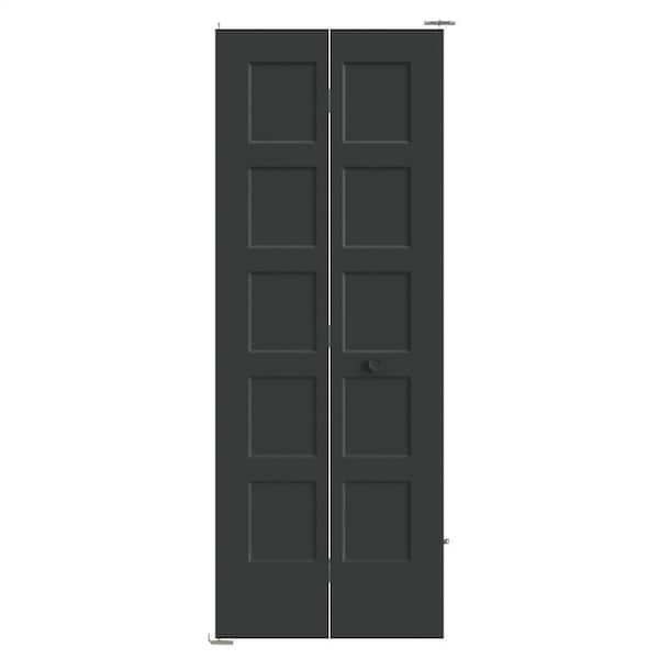 Masonite 30 in. x 80 in. 5-Panel Bayshore Hollow Core Jet Black Molded Composite Bi-Fold Door