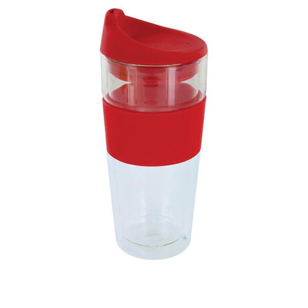 Unbranded Cafe Moderndo 14 oz. Glass Coffee Cup in Red
