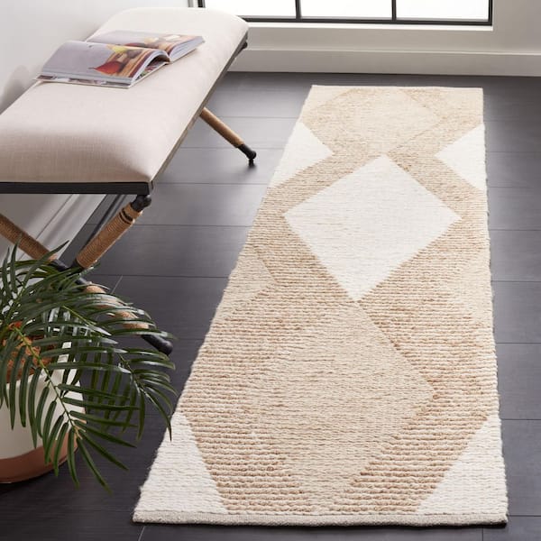 Natura 2 ft. x 8 ft. Natural/Ivory Abstract Diamond Runner Rug