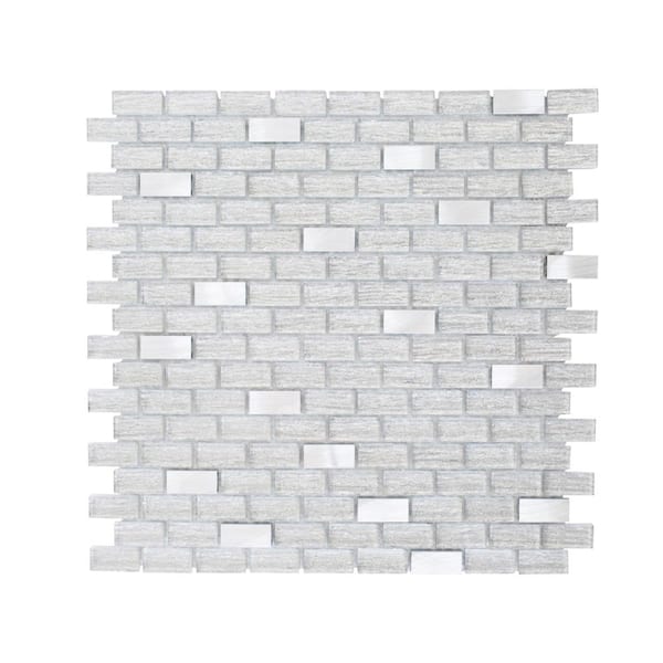 Jeffrey Court Crystal Ice Metallic 11.875 in. x 11.875 in. Interlocking Mixed Glass and Metal Mosaic Tile (9.79 sq. ft./Case)