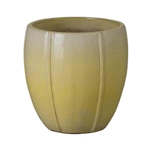 16.5 in. L x 16.5 in. H Yellow Snow Ceramic Round Planter