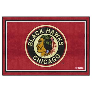 NHL Retro Chicago Blackhawks Red 5 ft. x 8 ft. Plush Area Rug
