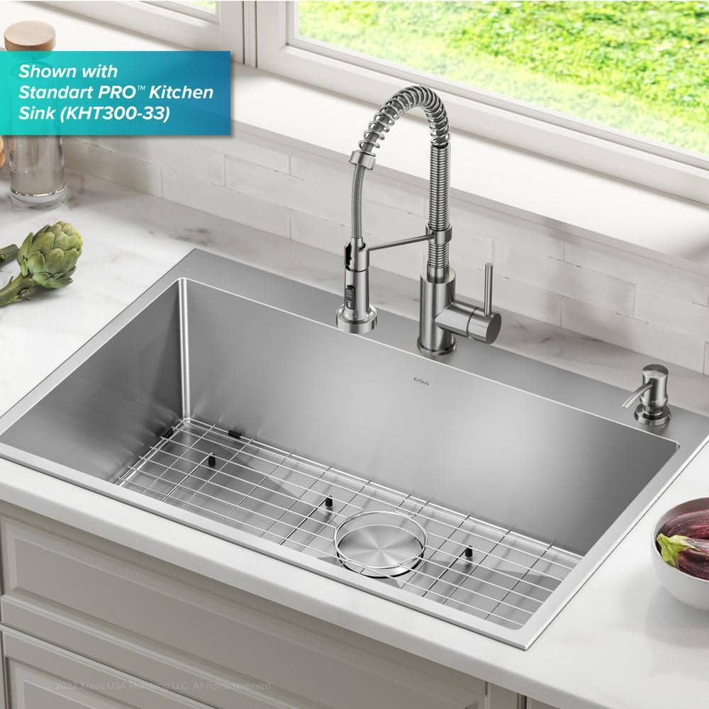 Stainless Steel Easy-Push Kitchen Soap and Lotion Dispenser