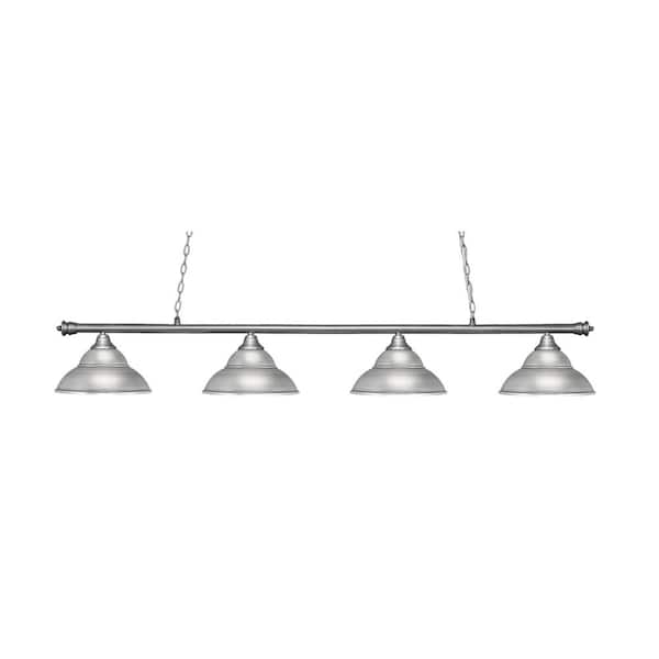Unbranded Evanston 73 in. Brushed Nickel Billiard Light with Brushed Nickel Metal Shades