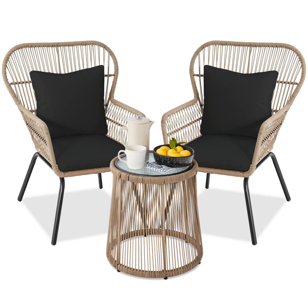 Best Choice Products 3Piece Natural Wicker Patio Conversation Outdoor