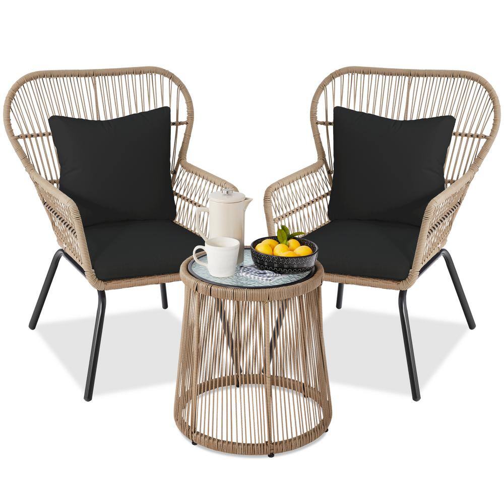 Best Choice Products 3Piece Natural Wicker Patio Conversation Outdoor