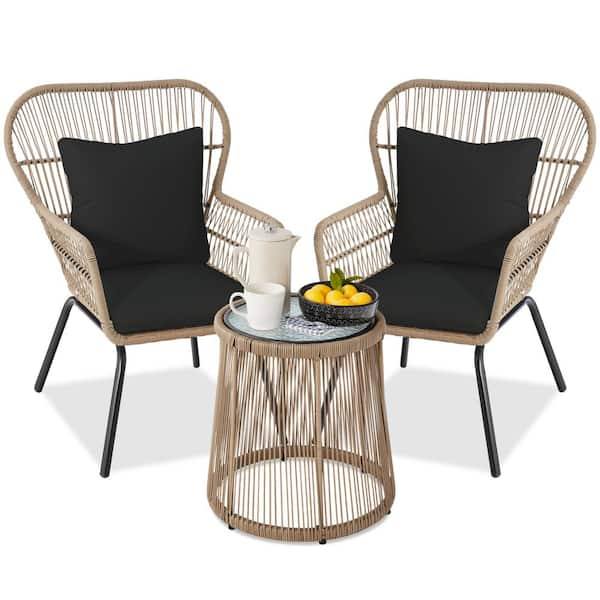 Best Choice Products 3-Piece Natural Wicker Patio Conversation Outdoor ...