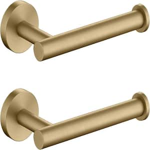 Wall-Mount Single Post Toilet Paper Holder in Brushed Gold 2-Pack