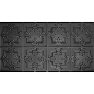 Dimensions Faux 24 in. x 48 in. Black Tin Style Ceiling and Wall Tiles