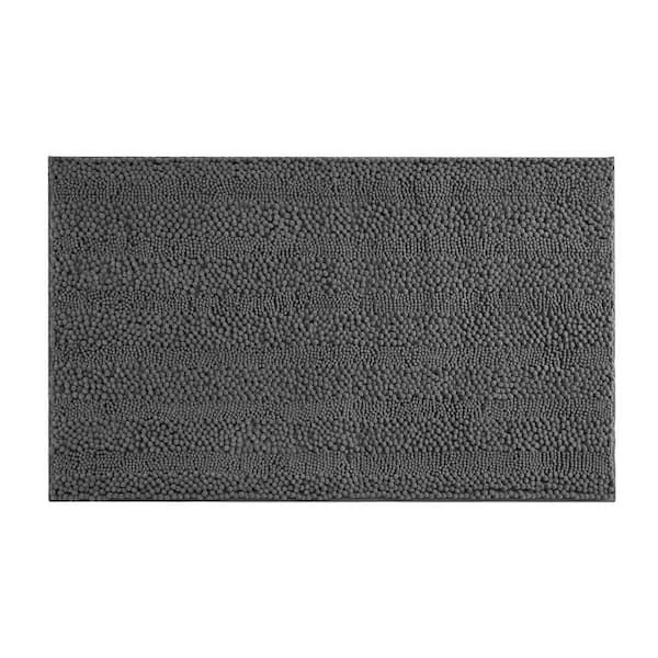 Astor with TPR Backing 27 in. x 45 in. Dark Gray Solid Color Polyester Rectangle Bath Mat