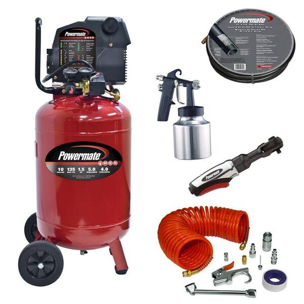 Powermate 10 Gal. Portable Vertical Air Compressor with Accessories