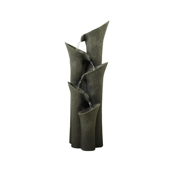 maocao hoom Outdoor 5-Tier Resin Fountain with LED Light