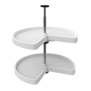 2-Shelf White 24 in. Lazy Susan Kidney Polymer