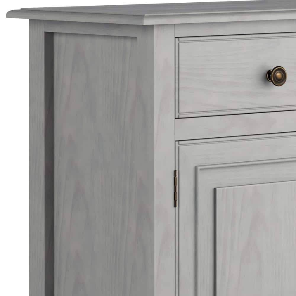 Fog Grey Solid Wood Entryway Storage Cabinet with Adjustable Shelving