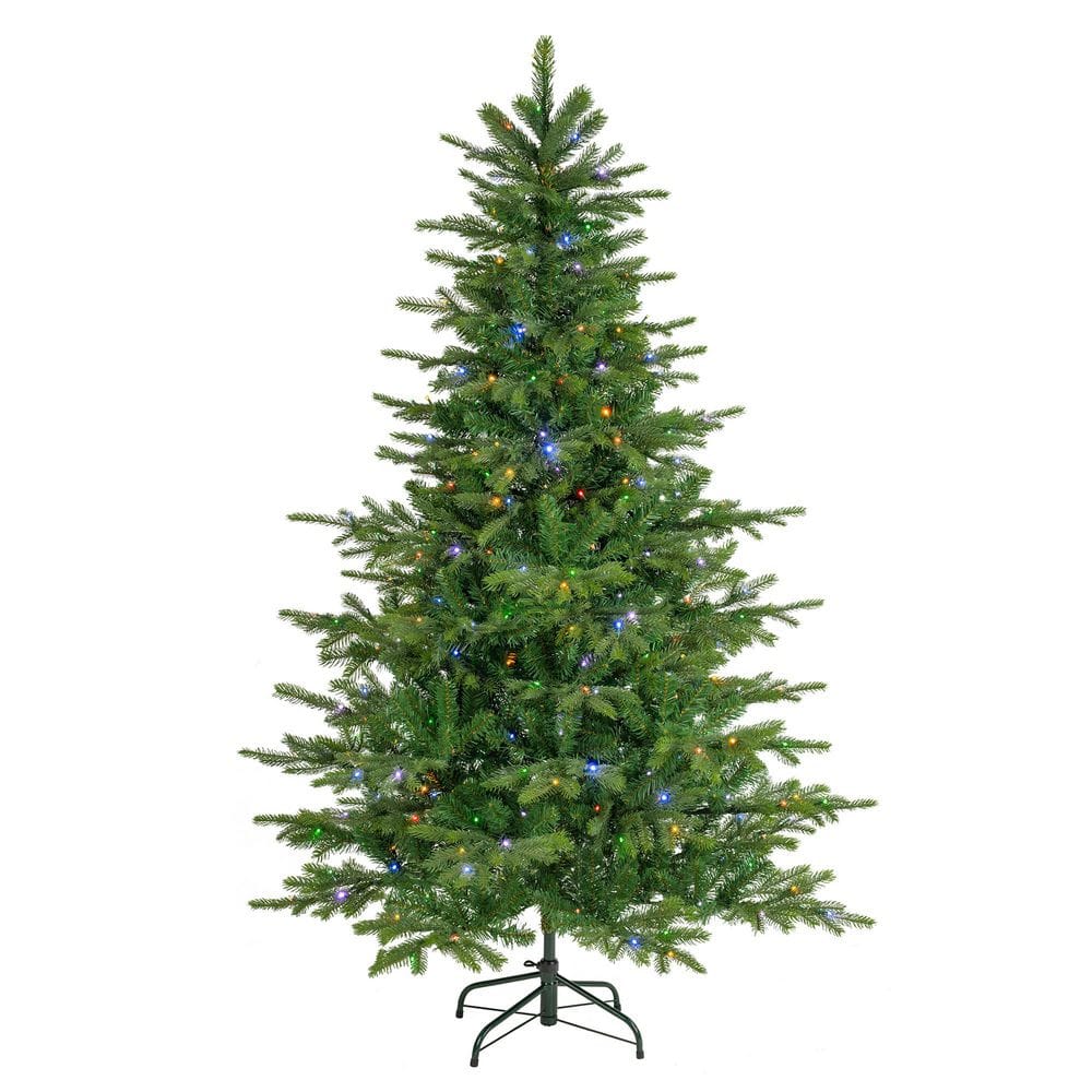 6 ft. Prelit Green Fir Artificial Christmas Tree, 300 Warm White and Multi-Color Lights, 10 Function, Foot Pedal, Remote price history on PriceWatchPro