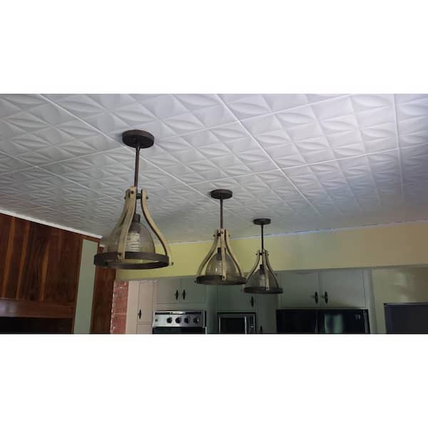 Perceptions Plain White 1.6 ft. x 1.6 ft. Glue Up Foam Ceiling Tile (768 sq. ft. /Case)