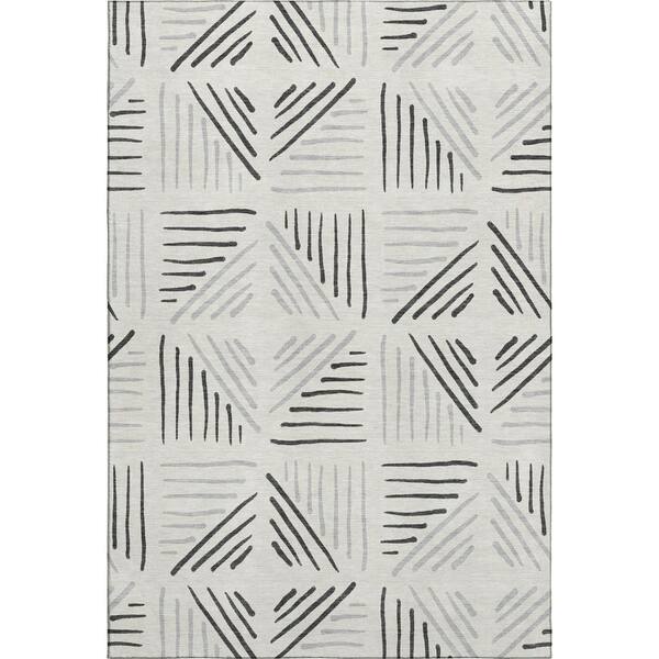 Mayfield Premium Machine Washable Abstract AMF2413 Ivory 10 ft. x 14 ft. Area Rug