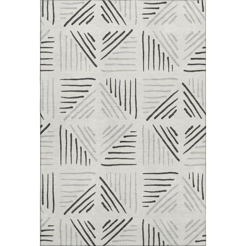 Mayfield Premium Machine Washable Abstract AMF2413 Ivory 3 ft. x 5 ft. Area Rug price history on PriceWatchPro
