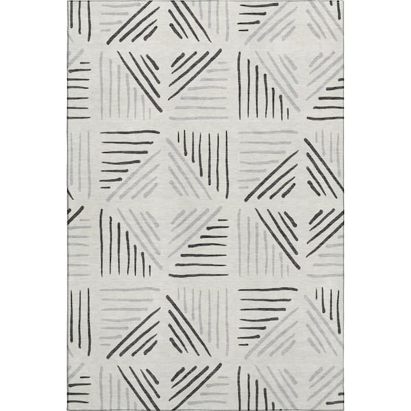 Mayfield Premium Machine Washable Abstract AMF2413 Ivory 5 ft. x 7 ft. 6 in. Area Rug