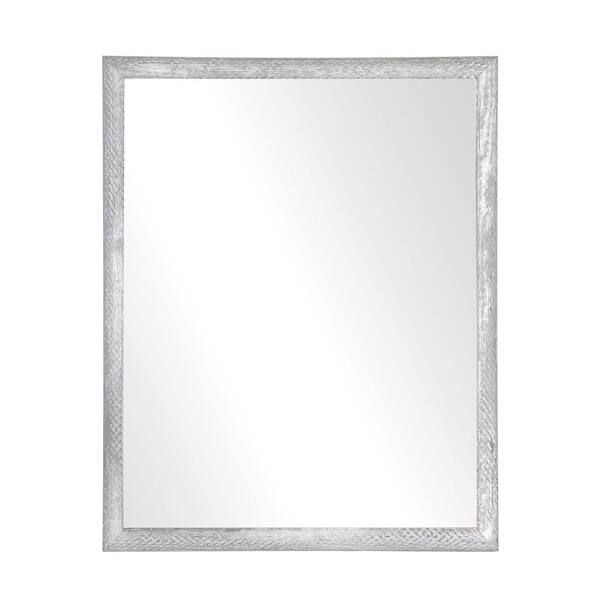BrandtWorks 29 in. W x 38 in. H Rectangle Framed Gray and White Mirror