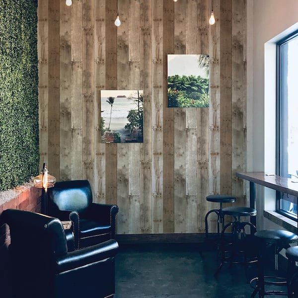 Weathered Repurposed Wood Vinyl Peel and Stick Wallpaper Roll (Covers 28 sq. ft.)