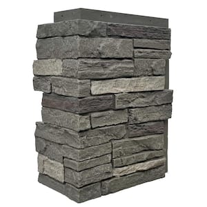 Slatestone Large 15.5 in. x 11.5 in. Polyurethane Faux Stone Siding Outside Corner in Pewter (4-Pack)