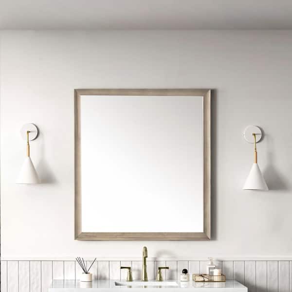 Glenbrook 36.0 in. W x 40.0 in. H Framed Wall Bathroom Vanity Mirror in White Washed Oak