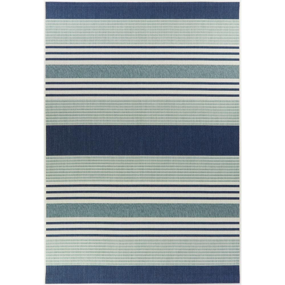 Balta Jonah Striped Transitional Indoor/ Outdoor Area Rug Navy Blue 7 10  x 10  8  x 10  Navy  Cream  Green