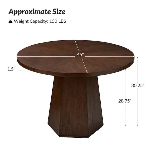 JAYDEN CREATION Estefana Walnut Modern 45 in. Round Dining Table