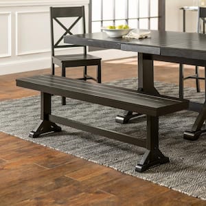 60" Traditional Wood Trestle Dining Bench - Antique Black