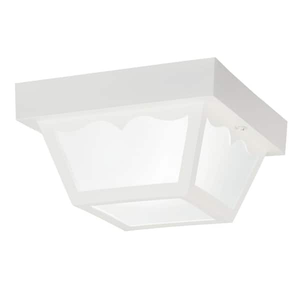 KICHLER Independence 8.5 in. 1-Light White Outdoor Porch Ceiling Flush Mount Light with Frosted Glass (1-Pack)