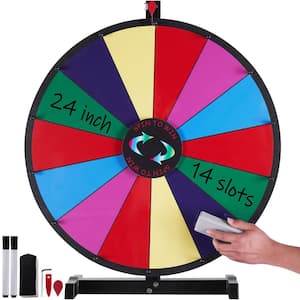 Spinning Prize Wheel, 24 in. Slots Tabletop Spinner, Heavy-Duty Roulette Wheel with a Dry Erase and 2 Markers