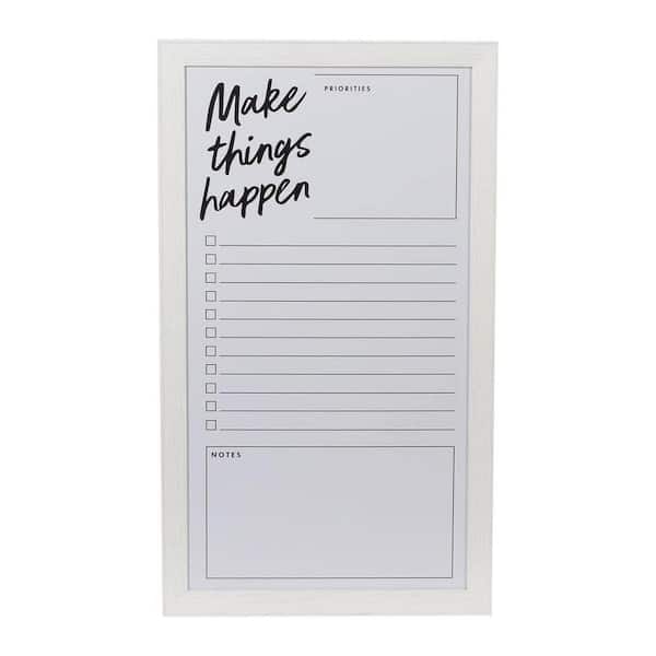 Magnetic Dry Erase Note White Board with White Wood Frame, 12 in. x 22 in.