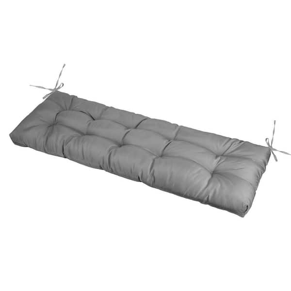 1-Piece Thicken Rectangle Outdoor Bench Cushion in Grey Waterproof with 10 in. Strap Length