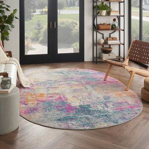 Passion Ivory Multicolor 5 ft. x 8 ft. Abstract Contemporary Oval Area Rug